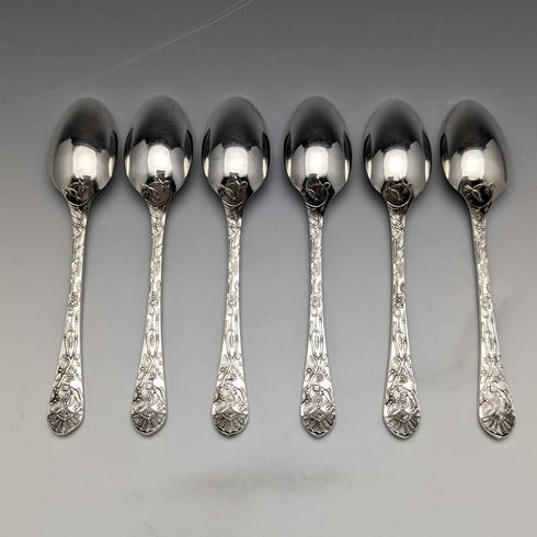 Around 1875 Set of 6 English Antique Silver Plated Teaspoons